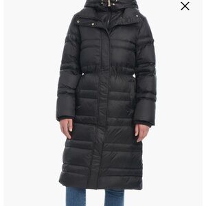 NWT Kate Spade New York Quilted Long Down Parka With Bib, Black Size Small